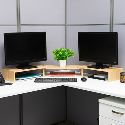 Mind Reader Adjustable Dual Monitor Stand, Up to 44 lbs., Brown (MDFMOND-BRN)