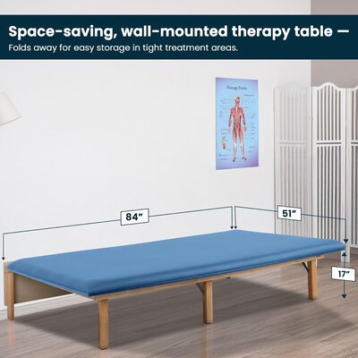 Viva Comfort Therapy Wall Mounted Folding Treatment Table, 500 lbs. Capacity, Blue (ADI996-06-BLU-MK)