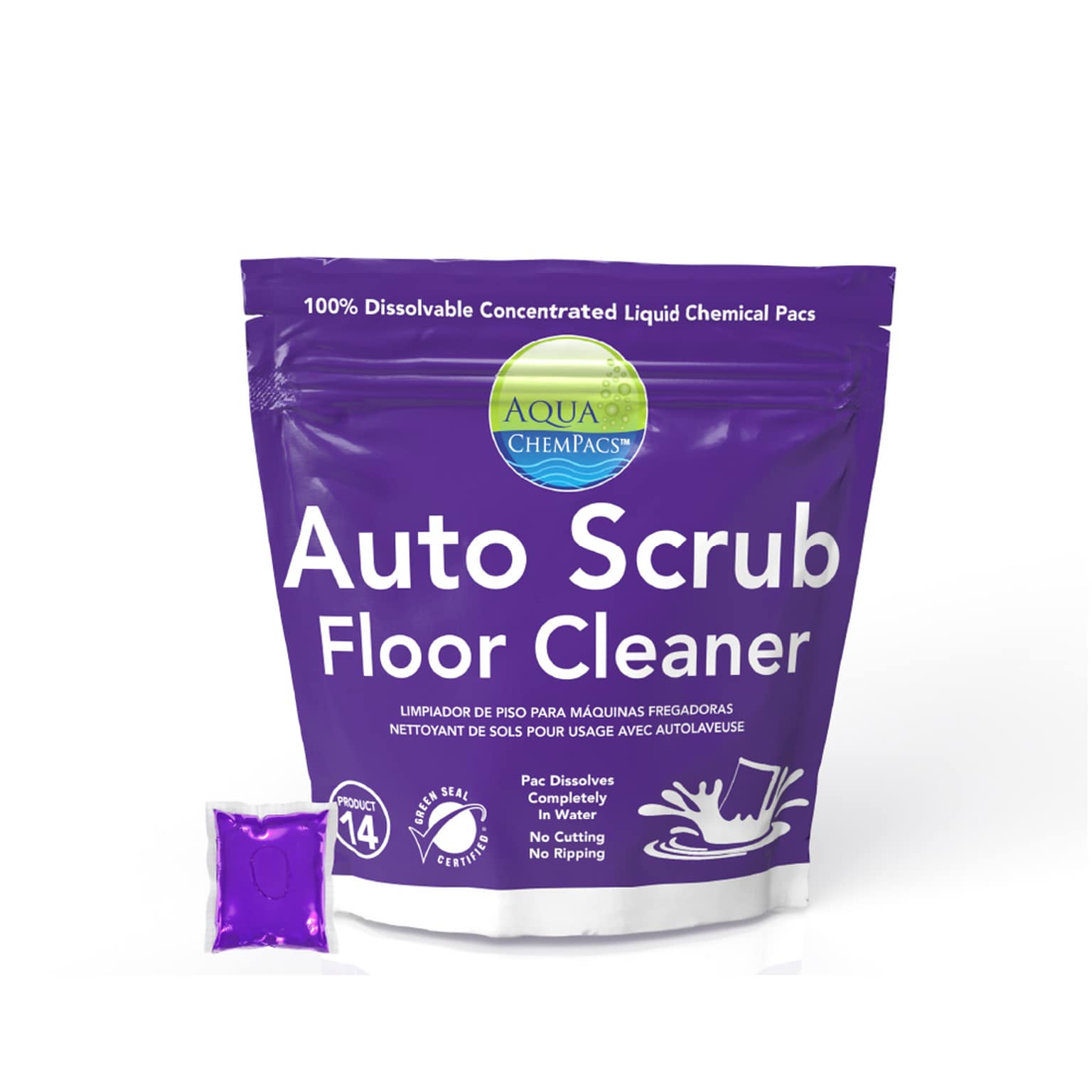 Aqua Chempacs Auto Scrub Floor Cleaner, Lavender Scent, 20 Pods/Bag (9321334)