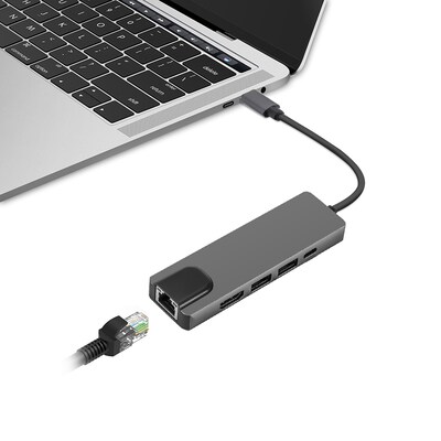 SaharaCase Aluminum 5-in-1 USB-C Hub Adapter for PC & Mac Laptops (LT00073)