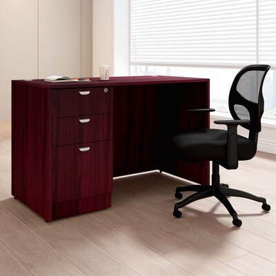 Boss Office Products Executive Desk with Box/Box/File Pedestal, 48" x 24", Mahogany (GROUP104-M)