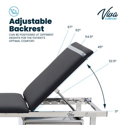 Viva Comfort Adjustable Exam Table, 440 lbs. Capacity, Black (ADI996-01-BLK-MK)