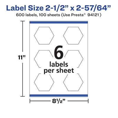 Avery Laser/Inkjet Decorative Edge Multipurpose Labels, 2-1/2" x 2-57/64", White, 600 Labels/Box (94121)
