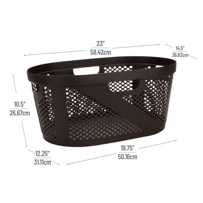 Mind Reader Wide Plastic Laundry Basket, Brown (HHAMP40-BRN)