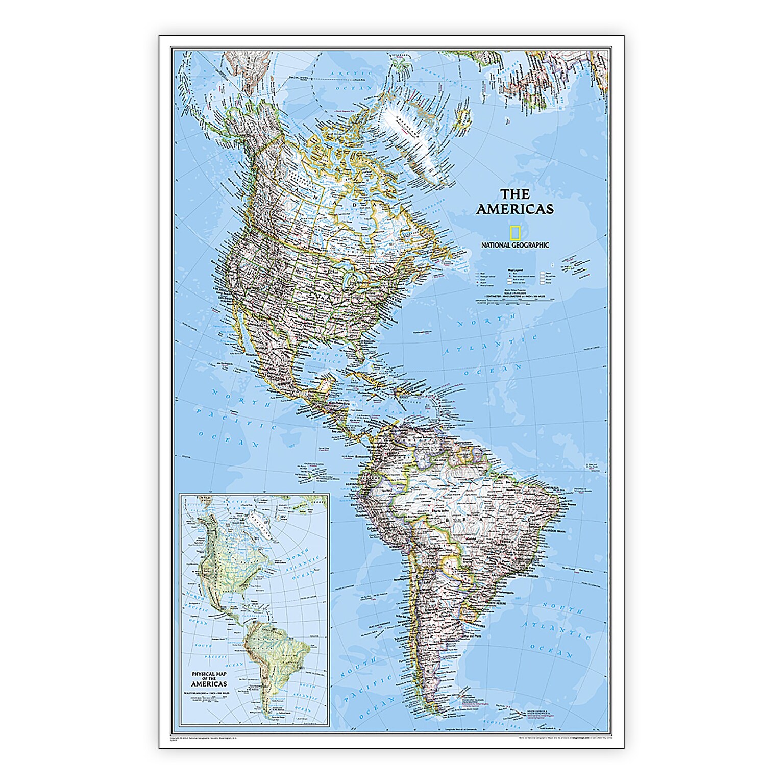 National Geographic The Americas Classic Map, Laminated (NGMRE00620152)