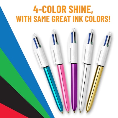 BIC 4-Colour Ballpoint Retractable Pen, Assorted Colours, Medium Tip, 3/PK