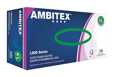 Ambitex L200 Series Powder Free Cream Latex Gloves, XL, 100/Box (LXL200)