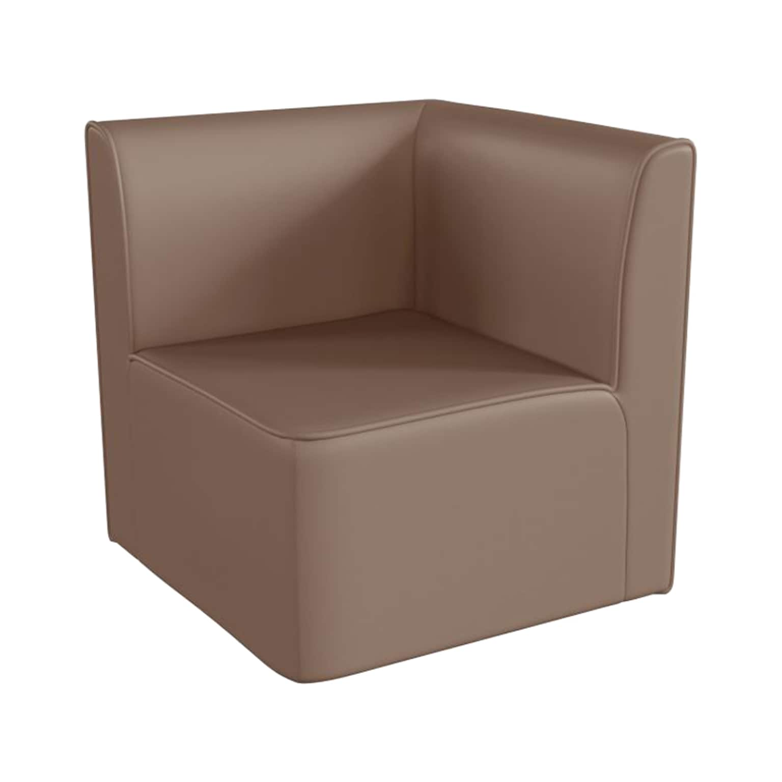 Flash Furniture Bright Beginnings Vinyl Classroom Modular 1-Seater Corner Chair, Brown (MK-ME15716-GG)