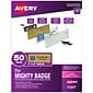 Avery The Mighty Badge Laser Reusable  Magnetic Name Badge System, 1" x 3", Gold, 120 Inserts, 50/Pack (71207)