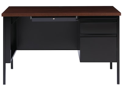 Hirsh 48W Single-Pedestal Desk, Black/Walnut (20092)