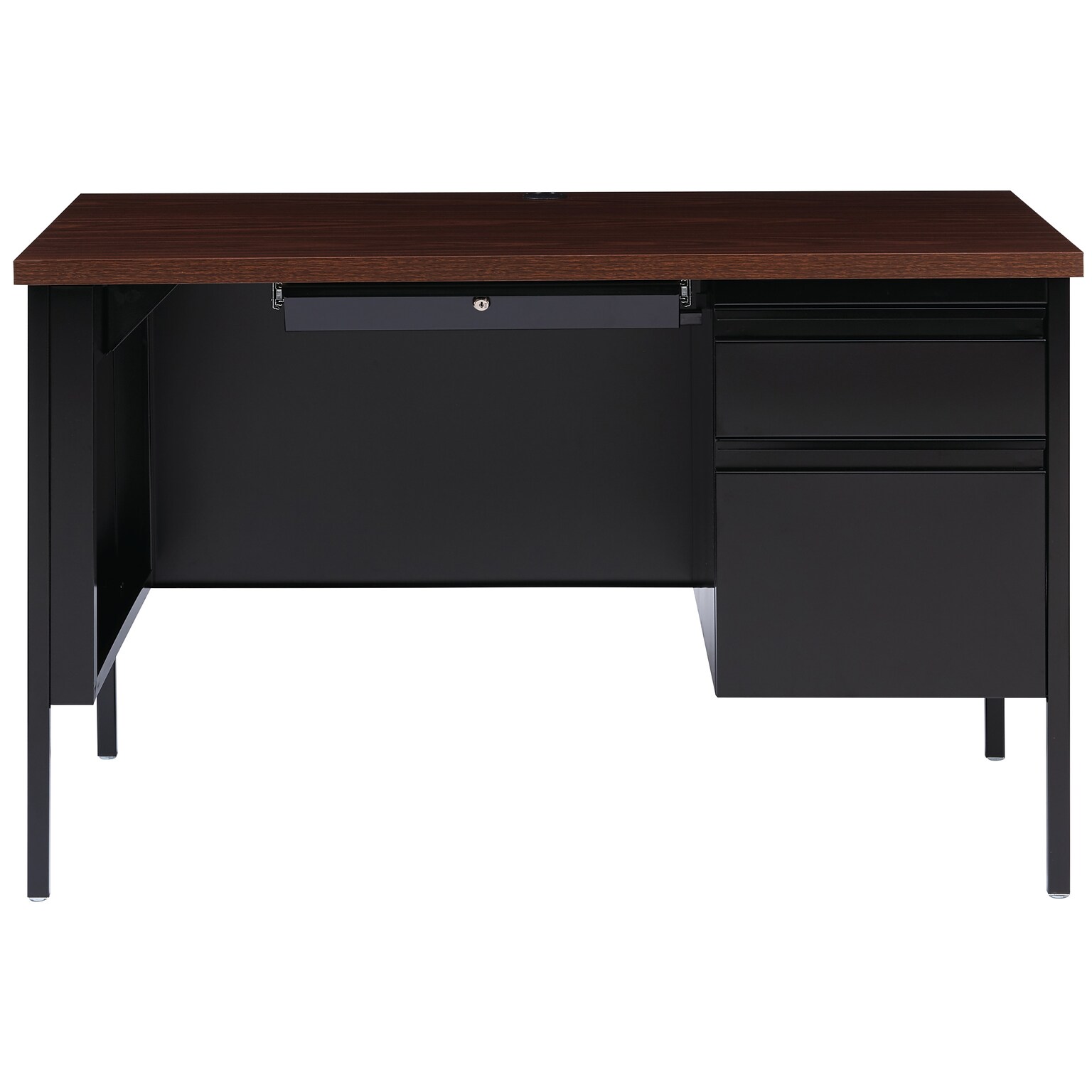 Hirsh 48W Single-Pedestal Desk, Black/Walnut (20092)