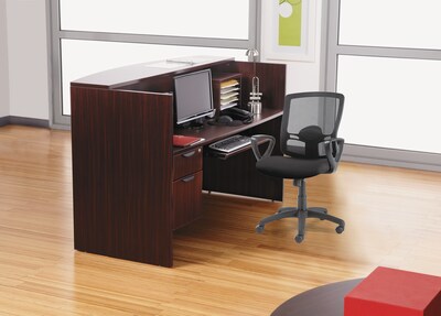 Alera® Valencia Series Reception Desk w/Counter, 71w x 35-1/2d x 44-3/4h, Mahogany