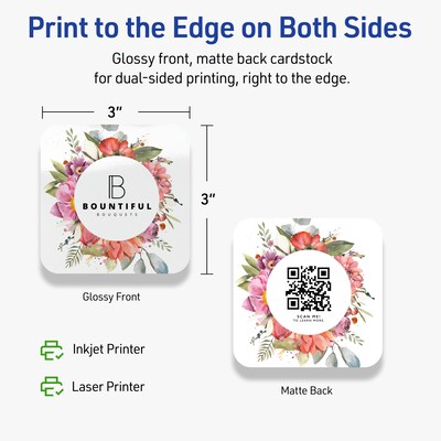 Avery Integrated Cards, 3" x 3", Glossy White, 60/Pack (95336)
