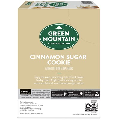 Green Mountain Cinnamon Sugar Cookie Coffee Keurig® K-Cup® Pods, Medium Roast, 24/Box (35814)