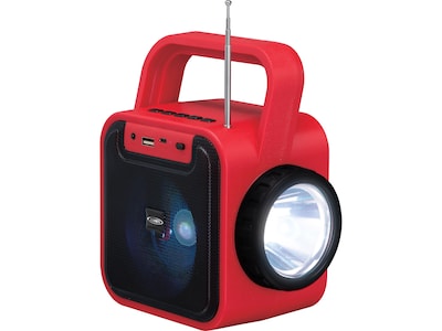 Jensen Wireless Bluetooth Radio with Flashlight, Red/Black (JEP-175)