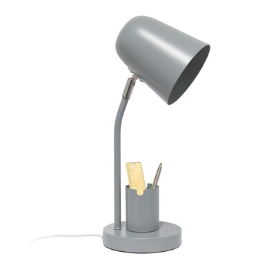 Simple Designs Sleek Essentials LED Desk Lamp, 15.75", Gray Metal (LT2128-GRY)