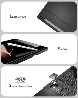 SaharaCase Navigate Keyboard Case with Built-in Track Pad for Galaxy Tab S11, 7 Backlight Colors, Smooth Finish, (TB00493)