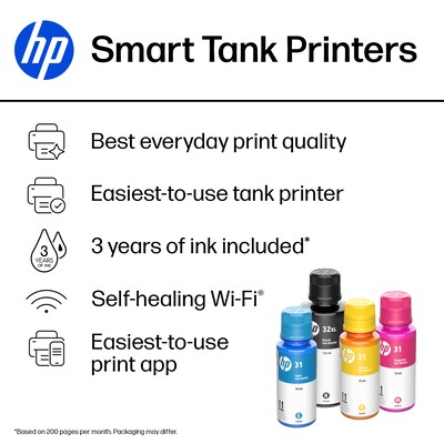 HP Smart Tank 7301 Wireless Color All-in-One Ink Tank Printer Scan Copy, 2 Years Ink Included, AI Enabled (28B70A)