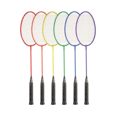 Champion Sports Tempered Steel Badminton Racket Set, Assorted Colors, Set of 6 (CHSBR20SET)