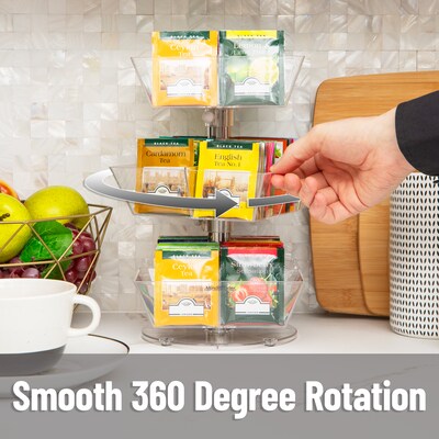 Mind Reader 12-Compartment Plastic Tea and Condiment Carousel, Black (TEASWIV3T-BLK)