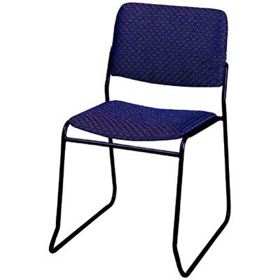 MLP Sled-Base Stack Chair without Arms; Navy Blue Fabric, Black Frame