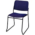 MLP Sled-Base Stack Chair without Arms; Navy Blue Fabric, Black Frame