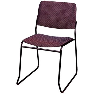 MLP Sled-Base Stack Chair without Arms; Burgundy Fabric, Black Frame