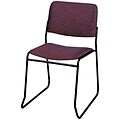 MLP Sled-Base Stack Chair without Arms; Burgundy Fabric, Black Frame