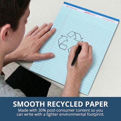 Roaring Spring Paper Products Enviroshades Notepad, 8.5 x 11.75, Wide Ruled, Blue, 50 Sheets/Pad, 3 Pads/Pack (74123)