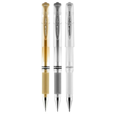 uniball Signo Gel Impact Pens, Bold Point, 1.0mm, Assorted Ink, 3/Pack (1919997)