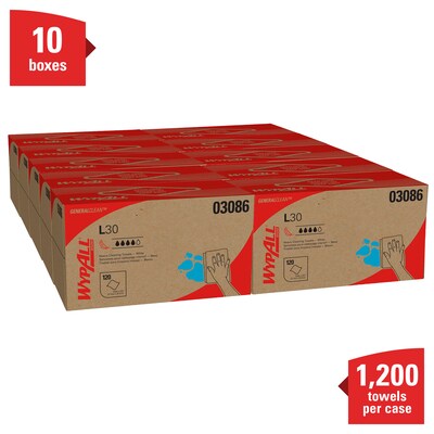 WypAll L30 DRC Wipers, 9.8"W x 10"L, White, 120/Box, 10 Boxes/Carton (3086)