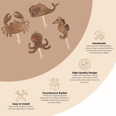 Crane Baby Cove Sea Life Motifs Wall Décor,  4-Piece (BC-160WD-2)
