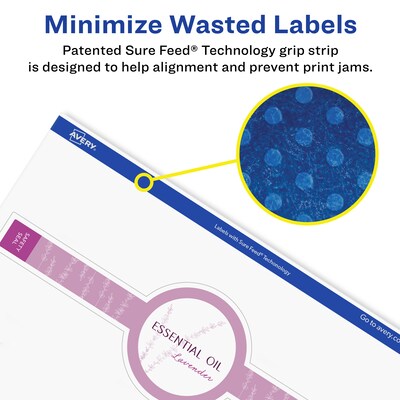Avery Laser/Inkjet Decorative Edge Multipurpose Labels, 2-3/8" x 8", White, 300 Labels/Box (94117)