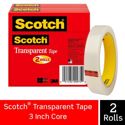 Scotch Transparent Tape Refill, 3/4 x 72 yds., 2 Rolls (600-2P34-72)