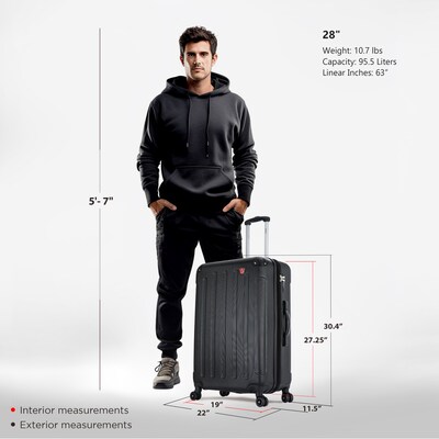 DUKAP Intely 28 Hardside Suitcase, 4-Wheeled Spinner, TSA Checkpoint Friendly, Black (DKINT00M-BLK)