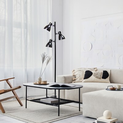 Simple Designs 64" Metal 3-Light Tree Floor Lamp, Black (LF2007-BLK)
