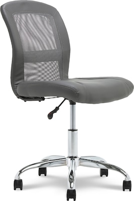 Serta Essentials Armless Ergonomic Bonded Leather/Mesh Swivel Task Chair, Gray (48740A)