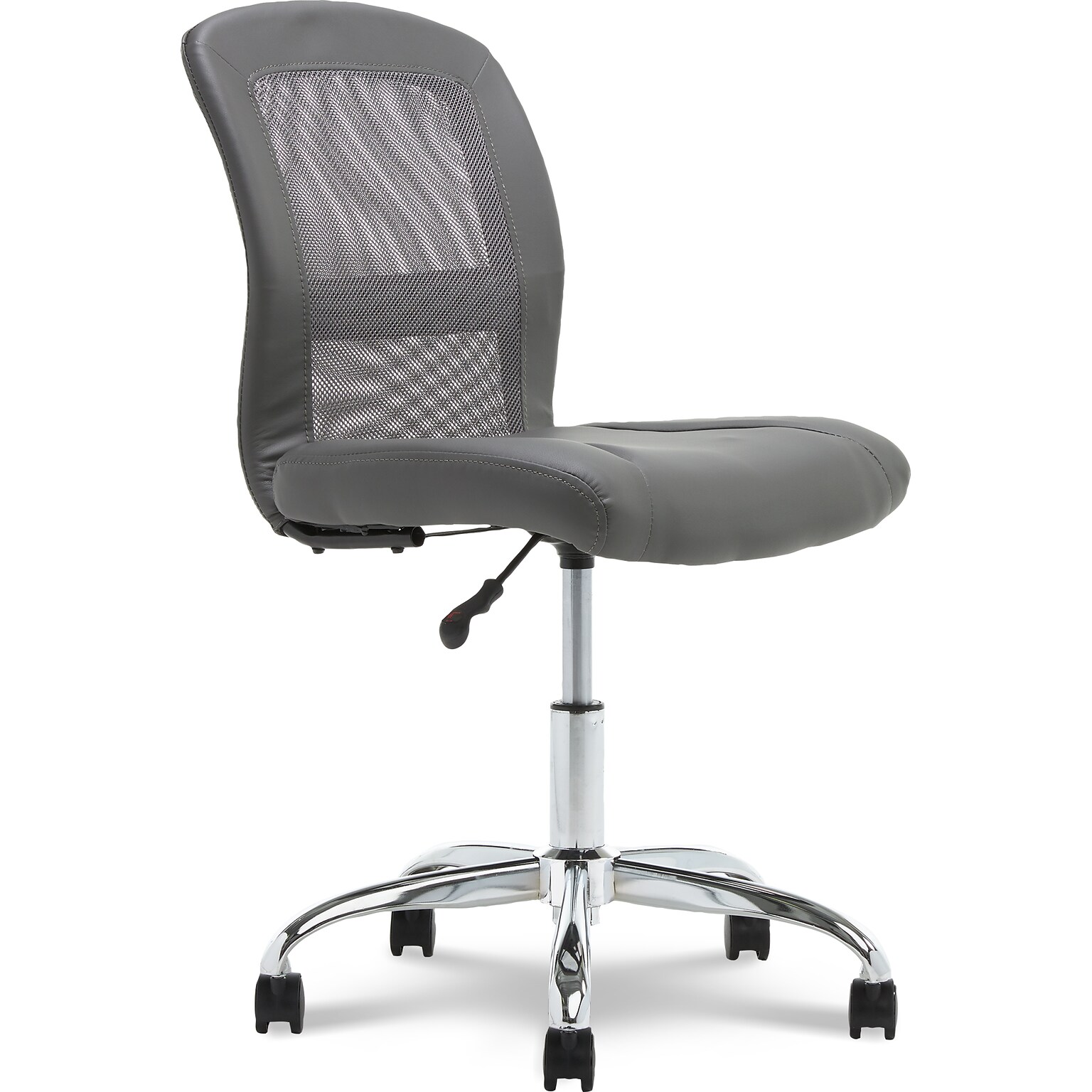 Serta Essentials Armless Ergonomic Bonded Leather/Mesh Swivel Task Chair, Gray (48740A)