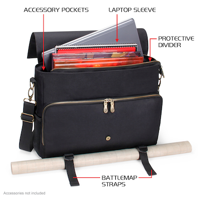 ENHANCE Tabletop Roleplaying Game Fabric Messenger Bag, Black (5871345)