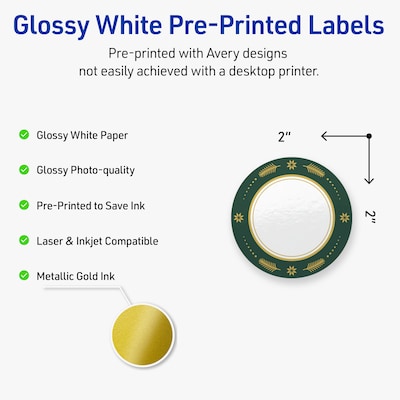 Avery Circle Multipurpose Labels, 2 Dia., White, 120/Pack (19479370394)