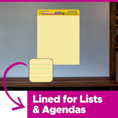 Post-it Super Sticky Easel Pad, 25" x 30", Lined, 30 Sheets/Pad, 2 Pads/Carton (561)