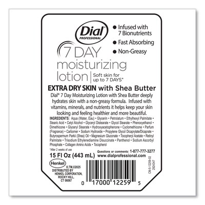 Dial 7-Day Moisturizing Lotion for Versa Dispenser, 15 oz., Refill Pouch, 6/Carton (DIA12260CT)