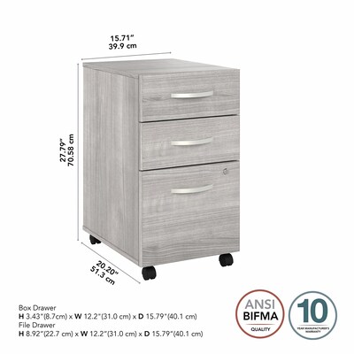 Bush Business Furniture Studio A 3-Drawer Mobile Vertical File Cabinet, Letter/Legal Size, Lockable, Platinum Gray(SDF216PGSU-Z)