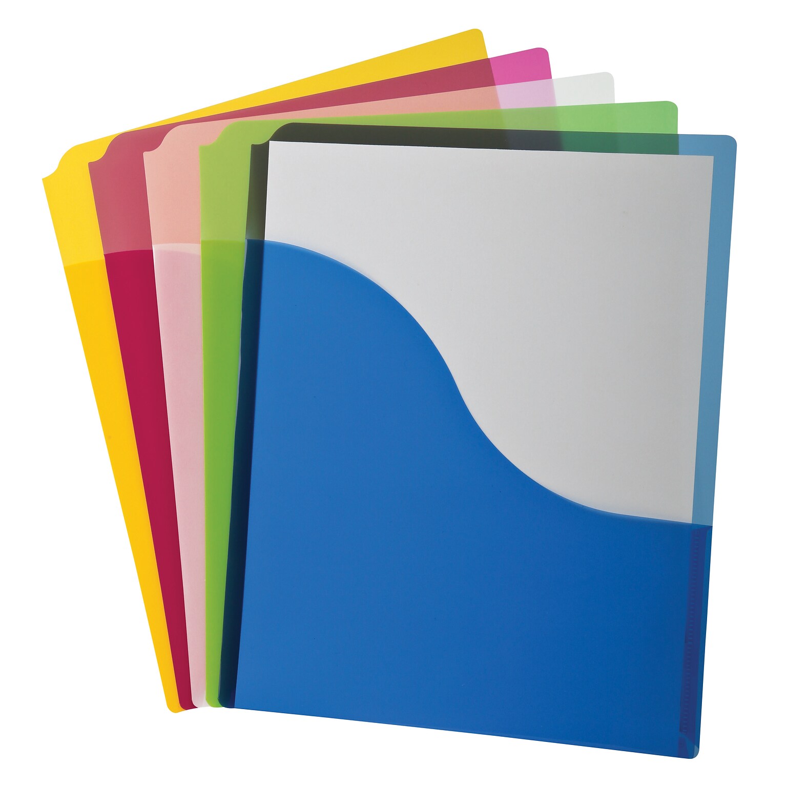 Pendaflex 1 Pocket Plastic Portfolio Folder, Assorted Colors, 5/Pack (53295)