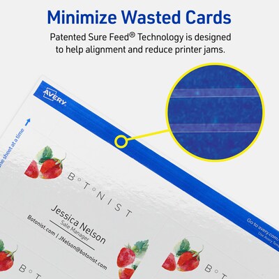 Avery Business Cards, 2" x 3-1/2", Glossy White, 400/Box (95320)