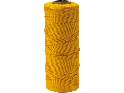 Mutual Industries Nylon Mason Braided Twine, 0.06" x 500 ft., Glo Yellow, 6/Pack (14662-138-500)