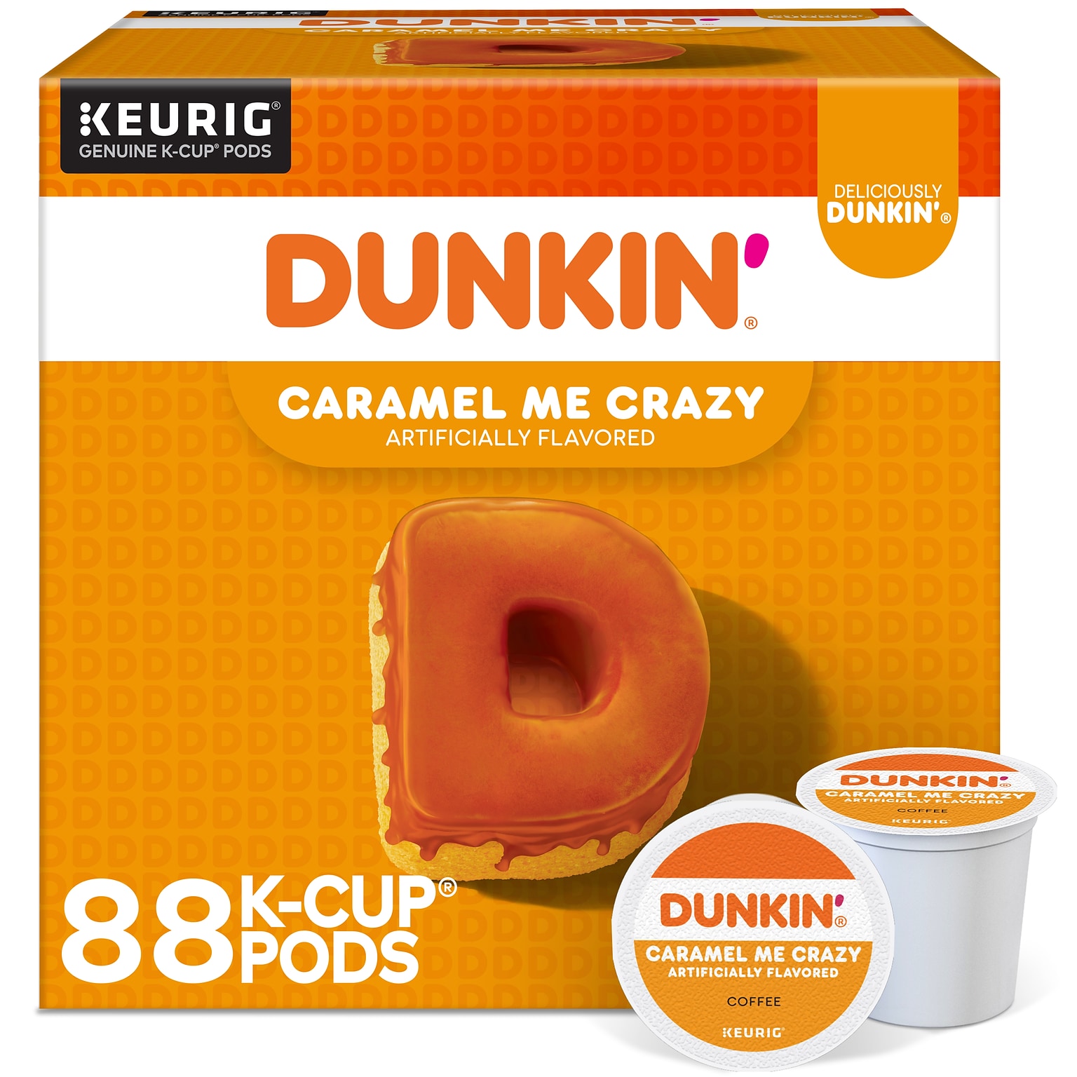 Dunkin Caramel Me Crazy Coffee, Keurig K-Cup Pod, Medium Roast, 88/Carton (5000364900CT)