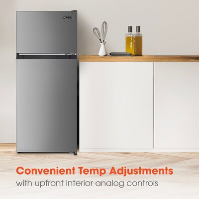 Magic Chef 4.5 Cu. Ft. Energy Star Mini Refrigerator with Freezer, Platinum Steel (HMDR45PS)