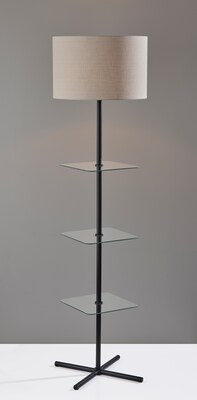 Adesso Imogen 67"H Black Floor Lamp with Linen Textured Fabric Shade (3189-01)