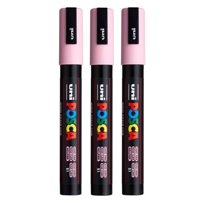 POSCA PC-5M Water Based Paint Marker, Reversible Medium Tip, Light Pink, 3/Pack (UBCPC5MLPINK-3)